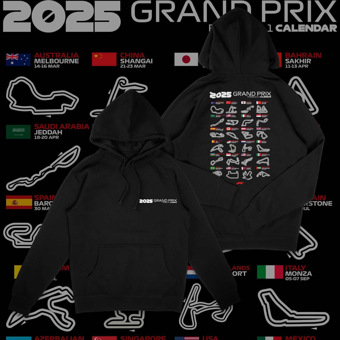 Formula 1 Season Calendar Hoodie