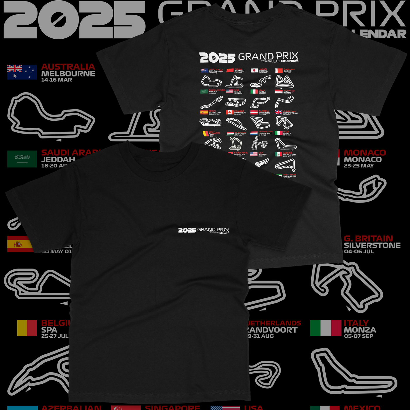 Formula 1 Season Calendar T-shirt