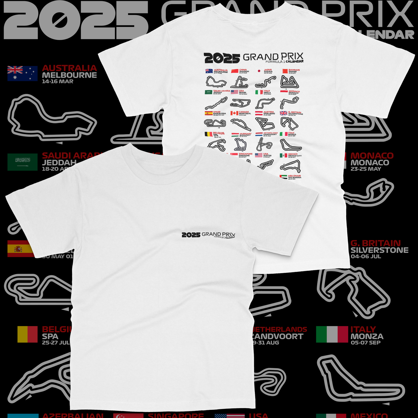 Formula 1 Season Calendar T-shirt